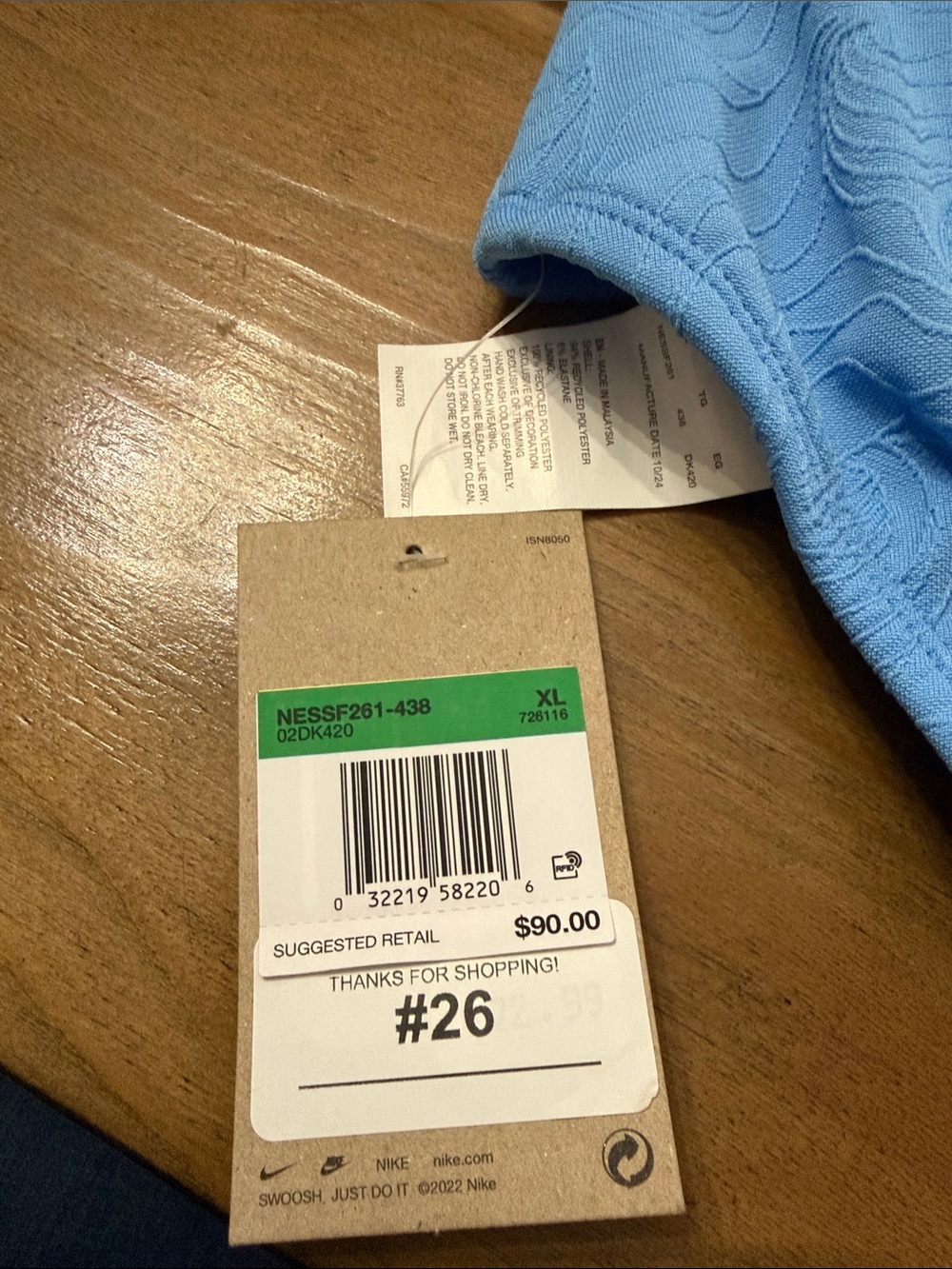 Nike Women’s Sky Blue Textured One-Piece Swimsuit - Picture 12 of 12